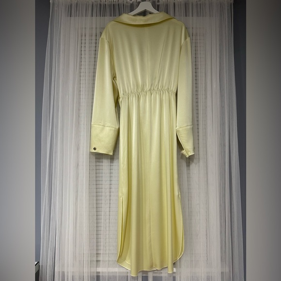 Nanushka Satin Dress Lime Yellow Size Medium - Picture 7 of 7